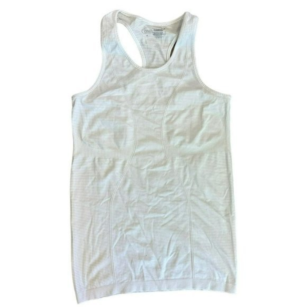 Zyia Active White Gray Striped Seamless Racerback Tank Womens M